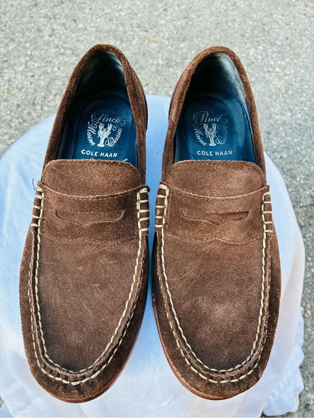 Cole Haan Pinch Brown Suede Penny Loafers, Size 7